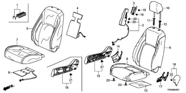 2020 Honda Clarity Plug-In Hybrid Heater Complete, Front Diagram for 81134-TRT-A01