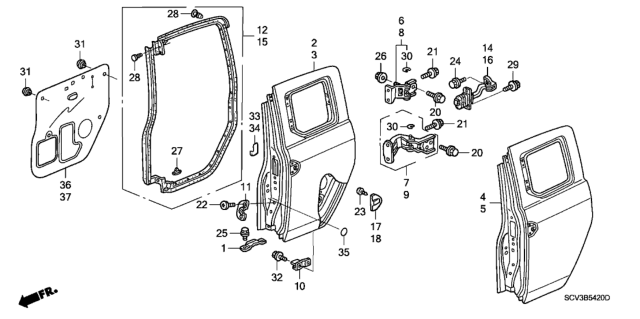 2006 Honda Element Skin, L. RR. Access Panel Diagram for 67651-SCV-305ZZ