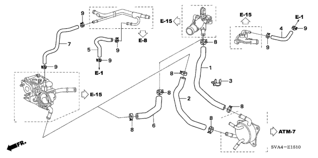 2007 Honda Civic Water Hose (1.8L) Diagram