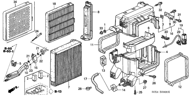 2002 Honda Odyssey A/C Cooling Unit Diagram