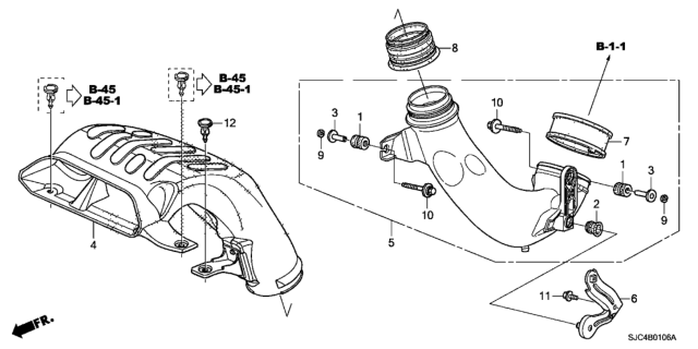 2010 Honda Ridgeline 4 Door RTS KA 5AT Air Intake Tube Diagram