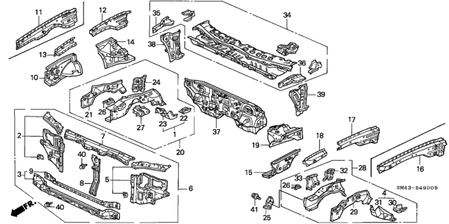 1993 Honda Accord Housing, R. FR. Shock Absorber Diagram for 60650-SM4-A00ZZ