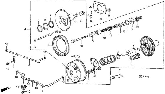 1986 Honda Prelude 2 Door DX KL 5MT Vacuum Booster (DX) Diagram