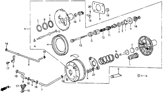 1983 Honda Prelude Tube Assy., Master Power Diagram for 46402-SB0-671