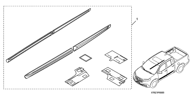 2019 Honda Ridgeline Body Side Molding Diagram