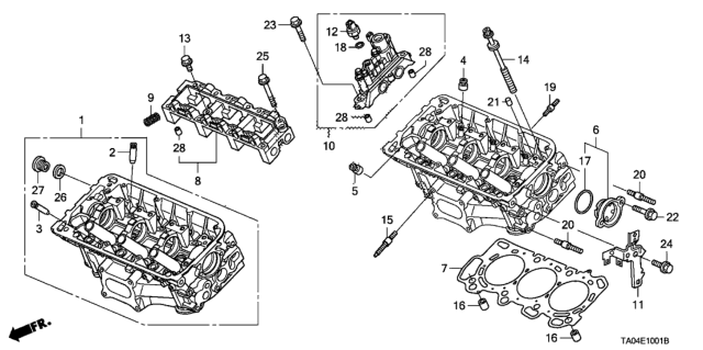 2011 Honda Accord 4 Door EX-V6 KA 5AT Front Cylinder Head (V6) Diagram