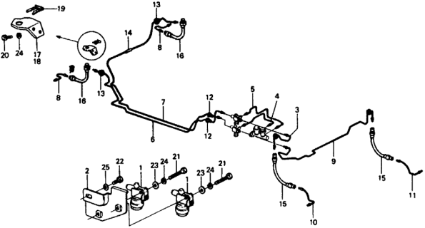 1979 Honda Civic 2 Door ** (1200) ** 4MT Brake Hose - Brake Pipe Diagram