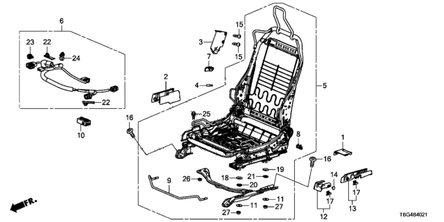 2017 Honda Civic Front Seat Components (Passenger Side) Diagram