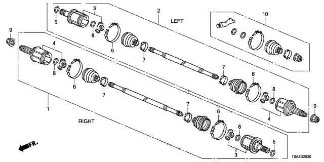 2012 Honda CR-V 5 Door EX-L (AWD LEATHER RES) KA 5AT Rear Driveshaft Diagram 1