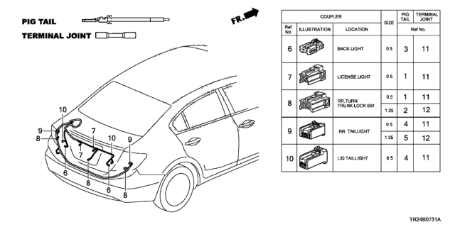 2015 Honda Civic Electrical Connector (Rear) Diagram