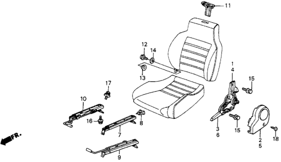 1984 Honda CRX Front Seat Components Diagram