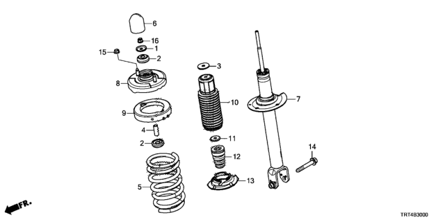 2019 Honda Clarity Fuel Cell Damper Unit, Rear Diagram for 52611-TRT-A11