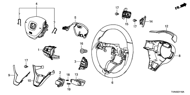 2020 Honda Accord Sub-Wire, Cable Reel Diagram for 77901-TVA-A60