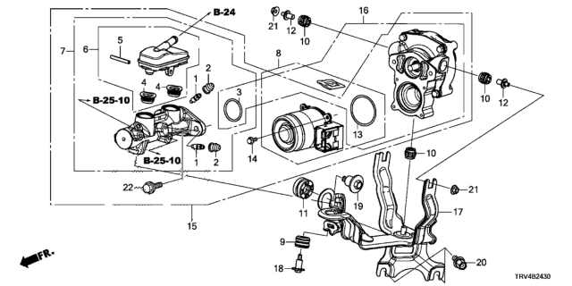 2017 Honda Clarity Electric Cylinder Set, Tandem Motor Diagram for 57306-TRT-A02