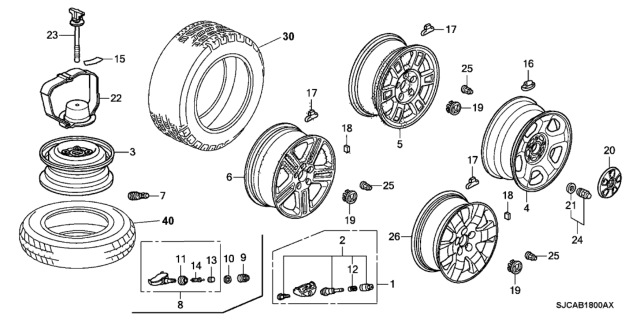 2014 Honda Ridgeline Tire (245/60R18) Diagram for 42751-MIC-149
