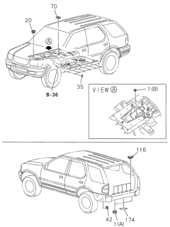 1999 Honda Passport Floor Panel Grommets Diagram