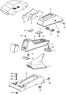 1981 Honda Civic 4 Door ** (1500) KA HMT Console Diagram