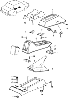 1981 Honda Civic Cover, Parking Brake Diagram for 72829-SA0-003