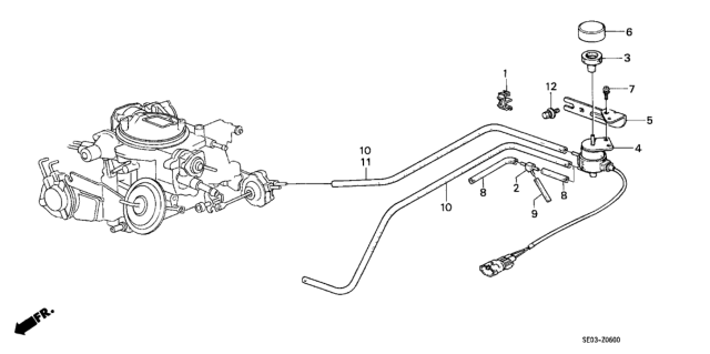 1988 Honda Accord 3 Door DX KL 4AT A/C Solenoid Valve - Tube Diagram