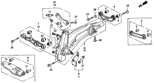 1990 Honda Civic 4 Door LX KA 4AT Rear Lower Arm Diagram