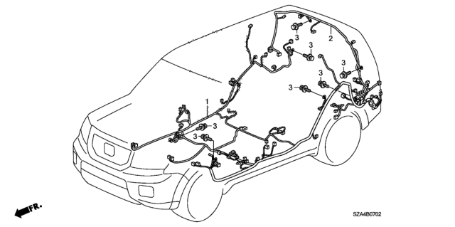 2013 Honda Pilot Wire Harness, Floor Diagram for 32107-SZB-A43