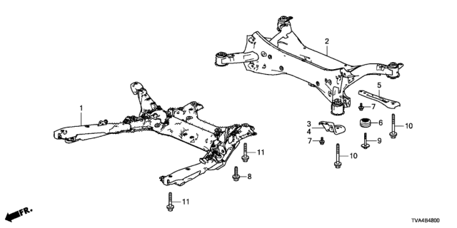 2019 Honda Accord Sub-Frame Assembly, Front Diagram for 50200-TVA-A02