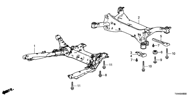 2019 Honda Accord Sub-Frame Assembly, Rear Diagram for 50300-TVA-A00