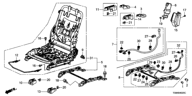 2015 Honda Civic Front Seat Components (Passenger Side) Diagram