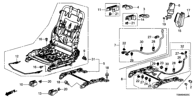 2014 Honda Civic Ods FR Cord Diagram for 81162-TS8-A61