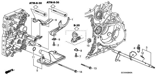 2009 Honda Element AT Shift Fork Diagram