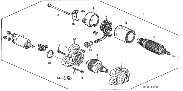 1992 Honda Accord Starter Motor (Mitsuba) Diagram