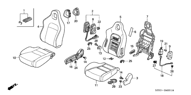 2003 Honda Civic 3 Door SI KA 5MT Front Seat (Passenger Side) Diagram
