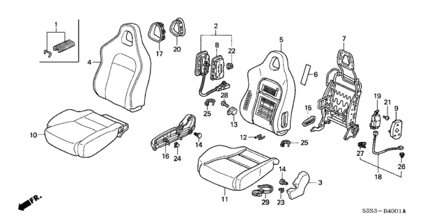 2002 Honda Civic Cover, R. Reclining *NH167L* (GRAPHITE BLACK) Diagram for 81238-S5P-A01ZA