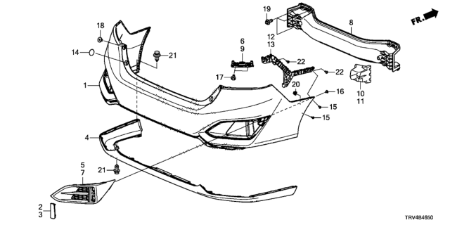 2018 Honda Clarity Electric 4 Door TRNG (CLARITY ELC) KA 1AT Rear Bumper Diagram