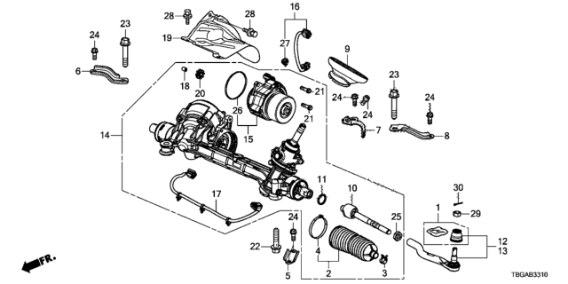 2020 Honda Civic Rack Assembly, Power Steering (Eps) (Service) Diagram for 53620-TBJ-A60