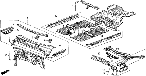 1989 Honda Accord Dashboard (Lower) Diagram for 61500-SE0-A74ZZ