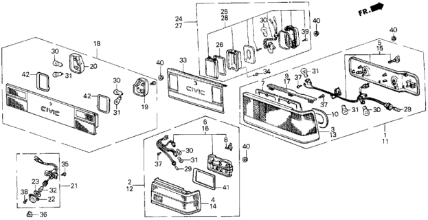 1987 Honda Civic Gasket, Base Diagram for 33704-SB4-305