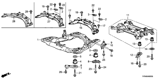 2012 Honda Crosstour Sub-Frame, Front (4Wd) Diagram for 50200-TP7-A00