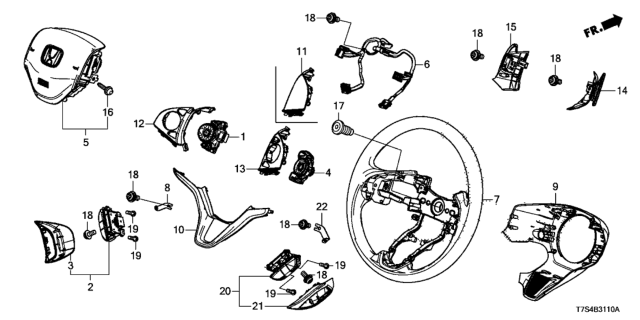2018 Honda HR-V Steering Wheel (SRS) Diagram