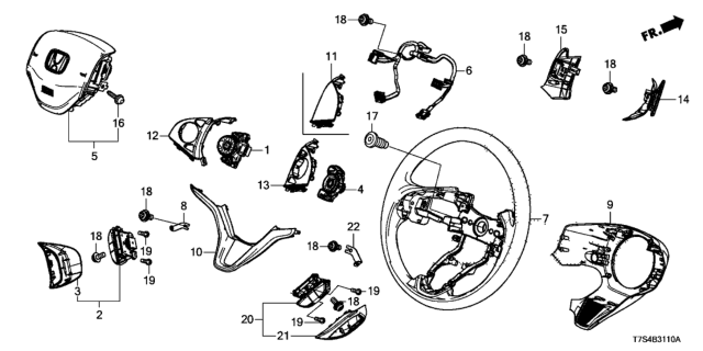 2016 Honda HR-V Switch, Audio Remote Diagram for 35880-T7G-G02