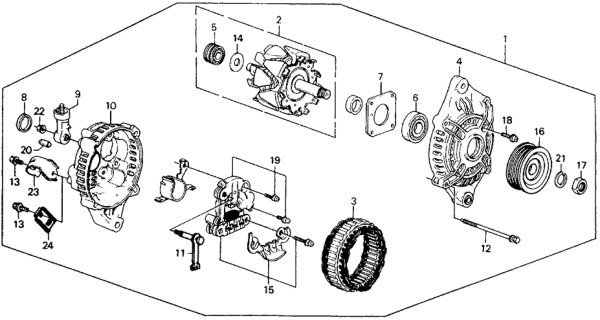 1989 Honda Civic Alternator (Mitsubishi) Diagram