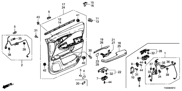 2019 Honda Passport Front Door Lining Diagram