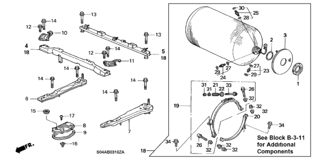 1999 Honda Civic 4 Door GX (ABS) KA 4AT Fuel Tank (CNG) Diagram