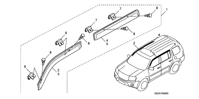 2009 Honda Pilot Visor, R. RR. Diagram for 08R04-SZA-1M003