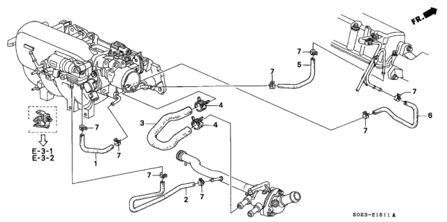 1999 Honda Civic Water Hose (VTEC) Diagram