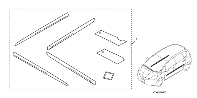 2009 Honda Fit Molding, Body Side *YR576M* (NEW BRILLIANT ORANGE METALLIC) Diagram for 08P05-TK6-1E0