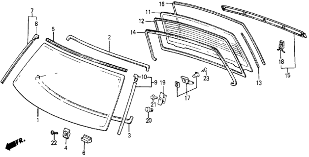 1986 Honda Civic Windshield - Rear Window Diagram