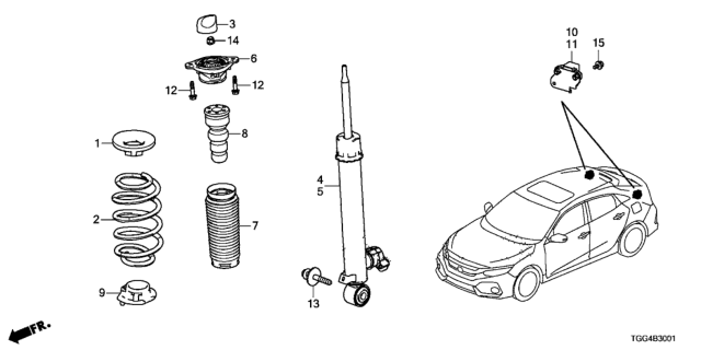 2019 Honda Civic Rubber,Spring LWR MT Diagram for 52748-TBA-A01