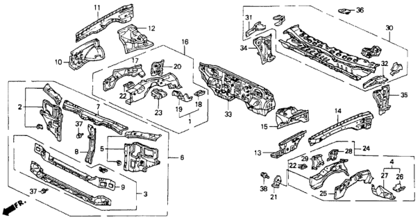 1991 Honda Accord Bulkhead Diagram