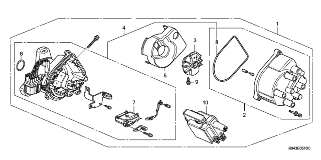 1997 Honda Civic Distributor (TEC - Weastec) Diagram